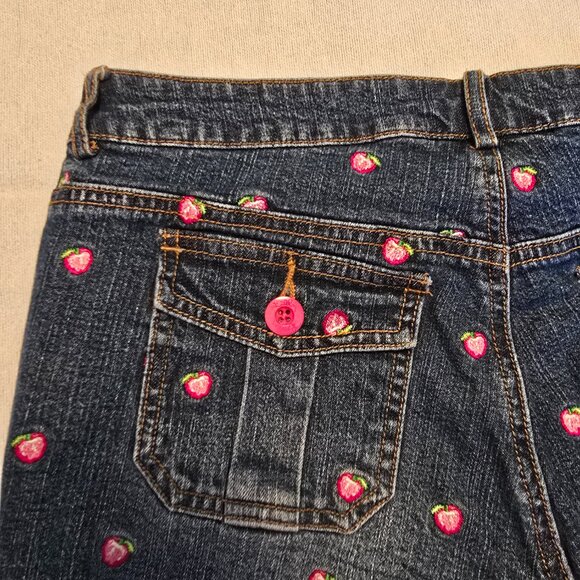 Lilly Pulitzer Women 6 Embroidered Strawberries Stretch Shorts Jean Cut Off - Picture 12 of 16